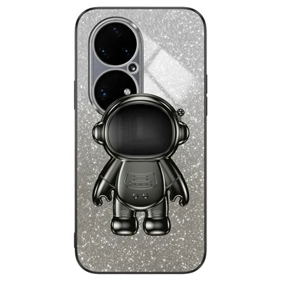 For Huawei P50 Pro 4G Case Astronaut Kickstand Mobile Phone PC+TPU Cover - Black