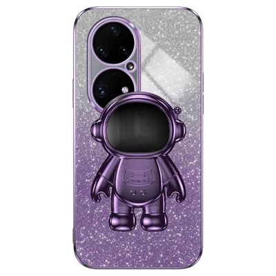 For Huawei P50 Pro 4G Case Astronaut Kickstand Mobile Phone PC+TPU Cover - Purple