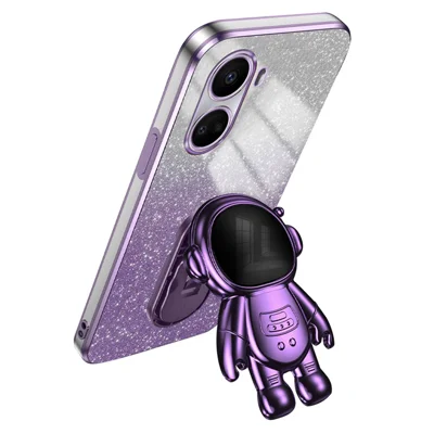 For Huawei nova 10 SE 4G Case Anti-drop Astronaut Kickstand PC+TPU Glitter Cell Phone Cover - Purple