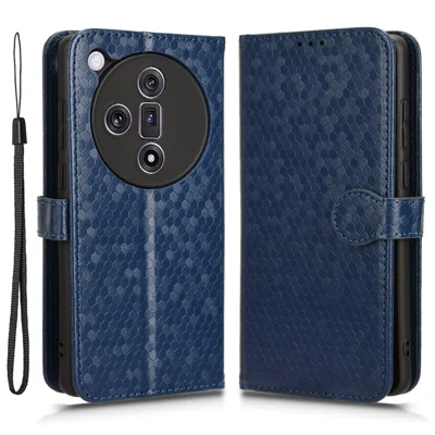For Oppo Find X7 5G Leather Case Wallet Stand Folio Flip Phone Cover - Dark Blue