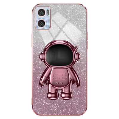 For Motorola Moto E22 4G Case Astronaut Kickstand Anti-drop Phone Cover - Pink