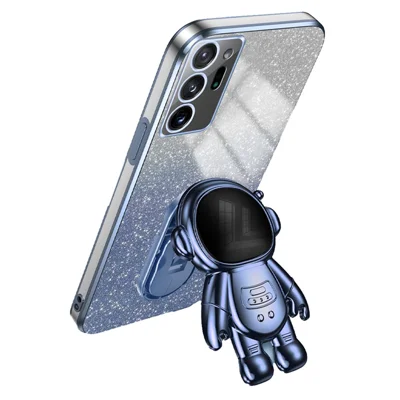 For Samsung Galaxy Note20 Ultra 5G / Note20 Ultra Astronaut Kickstand Phone Case PC+TPU Cell Phone Cover - Blue