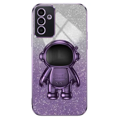 For Samsung Galaxy A15 4G / A15 5G Case Drop-proof Astronaut Kickstand Mobile Phone Cover - Purple