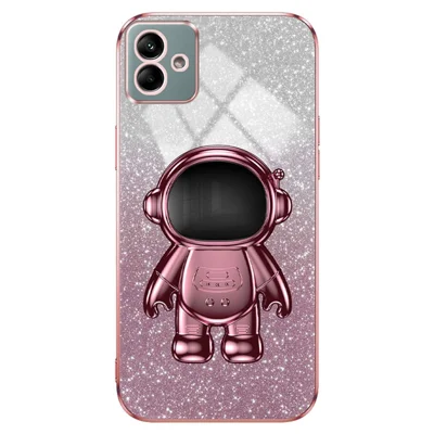 For Samsung Galaxy A04 4G (164.4 x 76.3 x 9.1 mm) Cover Glitter PC+TPU Phone Case with Kickstand - Pink
