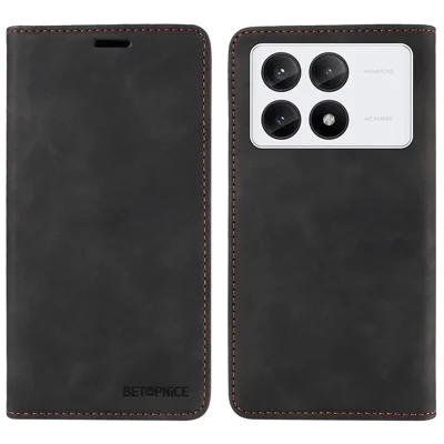 BETOPNICE 003 For Xiaomi Redmi K70E 5G / Poco X6 Pro 5G Case RFID Blocking Phone Stand Cover - Black