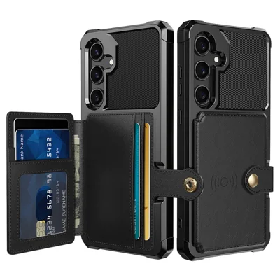 ZM03 Voor Samsung Galaxy A55 5G hoesje met kaarthouder PU leer + TPU telefoon achterkant - Zwart