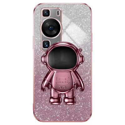 For Huawei P60 Pro Phone Case PC+TPU Anti-scratch Phone Cover with Astronaut Kickstand - Pink
