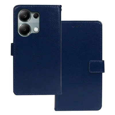 IDEWEI For Xiaomi Redmi Note 13 Pro 4G / Poco M6 Pro 4G Case Crazy Horse Texture Leather Cellphone Cover - Blue