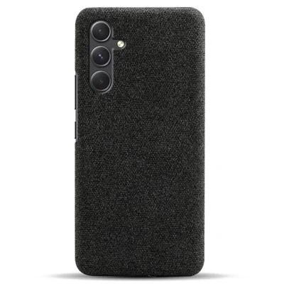 For Samsung Galaxy A35 5G Anti-Scratch Phone Case PC+Cloth Shockproof Cell Phone Cover - Black