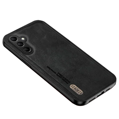 For Samsung Galaxy S23 FE Case Shockproof TPU+PU Cell Phone Cover Built-in Metal Sheet - Black