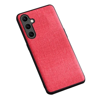 For Samsung Galaxy A55 5G Case PC+Cloth Shockproof Smart Phone Cover - Red