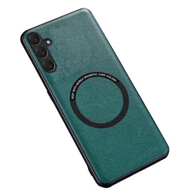 For Samsung Galaxy A25 5G (Global) (161.0 x 76.5 x 8.3mm) Back Case Magnetic Leather+TPU Phone Cover - Green