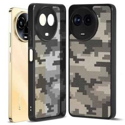 IBMRS For Realme 11 5G (Global) / 11x 5G Case PC+TPU Lens Protection Back Cover - Grid Camouflage