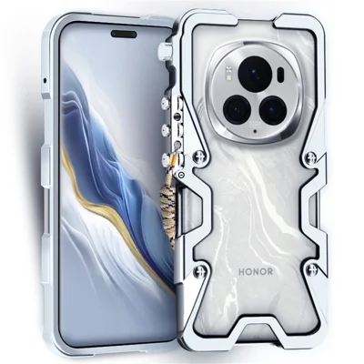 For Honor Magic6 Pro 5G Mechanical Arm Aluminium Alloy Case Bump Proof Phone Cover - Silver