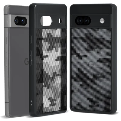IBMRS Smartphone Cover for Google Pixel 7a Shockproof TPU+PC Phone Shell Case - Grid Camouflage
