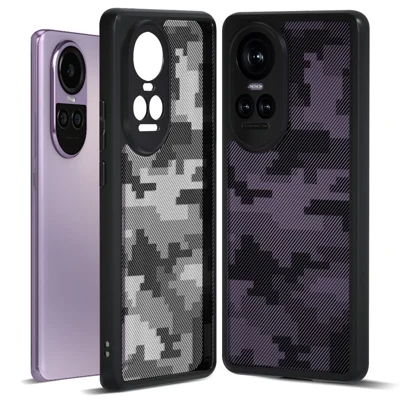 IBMRS For Oppo Reno10 5G (Global) / Reno10 Pro 5G (Global) Case TPU+PC Shockproof Phone Cover - Grid Camouflage