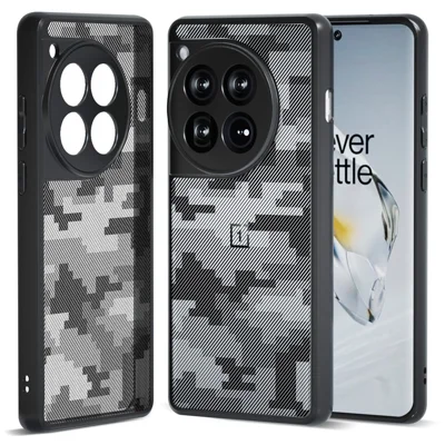 IBMRS Phone Cover for OnePlus 12 5G Cases Shockproof TPU+PC Phone Shell - Grid Camouflage