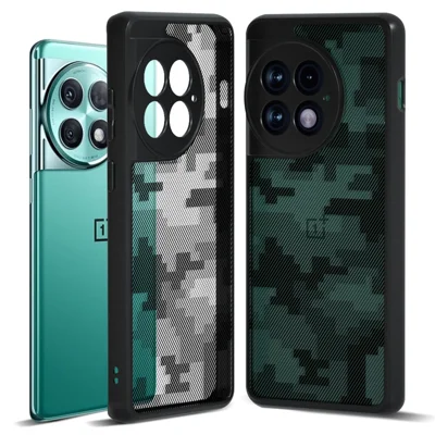 IBMRS Cell Phone Cases for OnePlus Ace 2 Pro 5G Anti-Scratch TPU+PC Mobile Phone Cover - Grid Camouflage