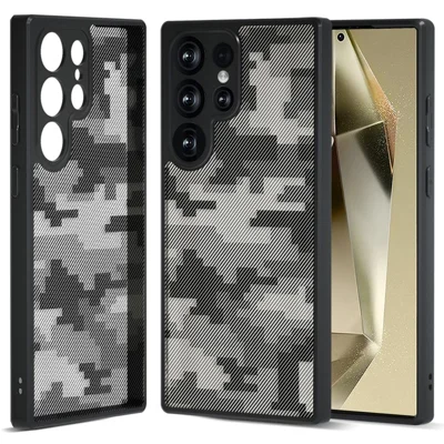 IBMRS For Samsung Galaxy S24 Ultra Case Precise Cutout Camera Protection Phone Cover - Grid Camouflage