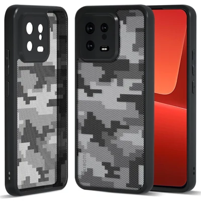 IBMRS Cell Phone Shell for Xiaomi 13 Cases Anti-Scratch TPU+PC Phone Cover - Grid Camouflage