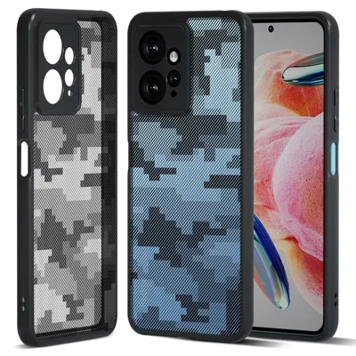 IBMRS til Xiaomi Redmi Note 12 4G TPU+PC skaller Anti-skrab telefonbeskyttelsesdæksel - Grid Camouflage