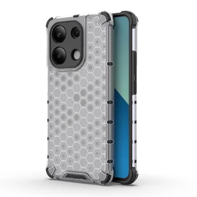 For Xiaomi Redmi Note 13 4G Case Honeycomb Design PC + TPU Phone Cover - Grey
