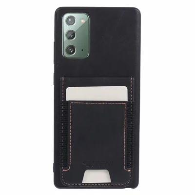 SUTENI H03 For Samsung Galaxy Note20 / Note20 5G Case Card Slots PU Leather Back Cover - Black