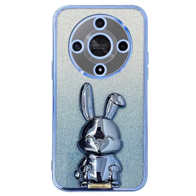 For Honor Magic6 Lite 5G / X9b 5G Case Cute Rabbit Shockproof Kickstand Phone Case - Blue