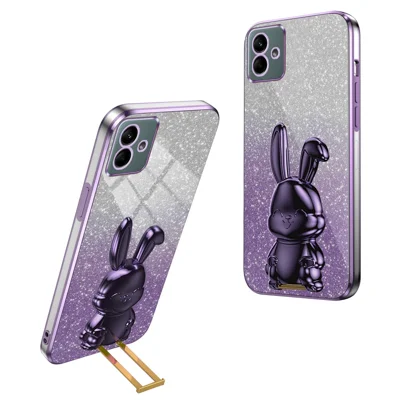 Til Samsung Galaxy A04e 4G / F04 4G / M04 4G Case Faldbeskyttelse PC+TPU Udpullig Stand Telefonbeskyttelse - Lilla