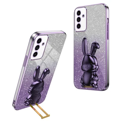 Mobile Phone Cover for Samsung Galaxy A13 5G Case Glitter Powder PC+TPU Shell with Kickstand - Purple