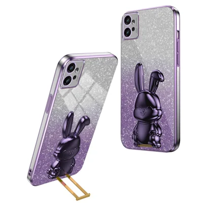 Mobile Phone Case for Motorola Moto G32 4G , PC+TPU Support Kickstand Cover - Purple