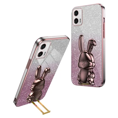 PC+TPU Cover for Motorola Moto G73 5G , Phone Case with Hands-free Kickstand - Pink