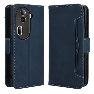 For Oppo Reno11 Pro 5G (Global) / Reno11 (China) 5G Shockproof Case Multiple Card Slots Leather Phone Cover - Blue