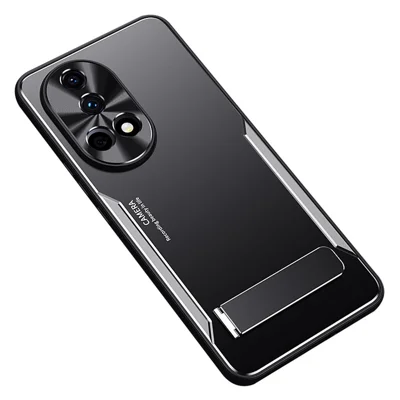For Huawei nova 12 5G Kickstand Case Aluminum Alloy + TPU Drop Proof Phone Cover - Silver