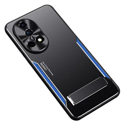 For Huawei nova 12 Ultra 5G / nova 12 Pro 5G Case Aluminum Alloy + TPU Kickstand Phone Cover - Blue