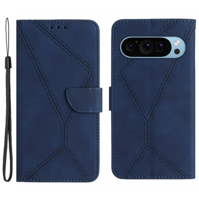 HT05 For Google Pixel 10 Pro XL / 9 Pro XL Wallet Case PU Leather Stand Flip Phone Cover - Blue