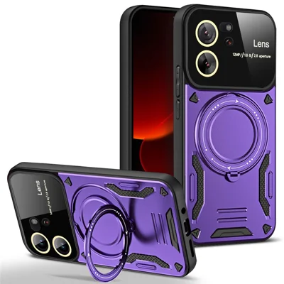 For Xiaomi 13T / 13T Pro / Redmi K60 Ultra Magnetic Phone Case Kickstand PC+TPU Hybrid Cover - Purple