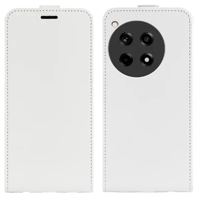 For OnePlus 12R 5G / Ace 3 5G Case Vertical Flip Phone Cover Crazy Horse Texture - White