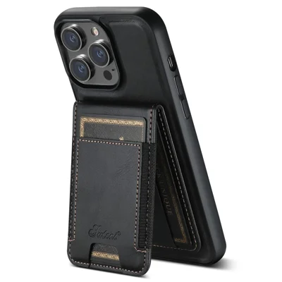 SUTENI H17 For iPhone 12 Pro Case Detachable Card Holder Phone Shell Compatible with MagSafe - Black