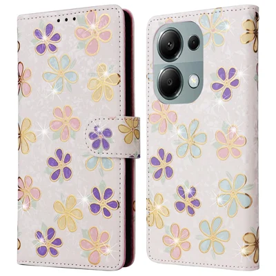 For Xiaomi Redmi Note 13 Pro 4G / Poco M6 Pro 4G Phone Case RFID Blocking Wallet Leather Cover - Colorful Flower