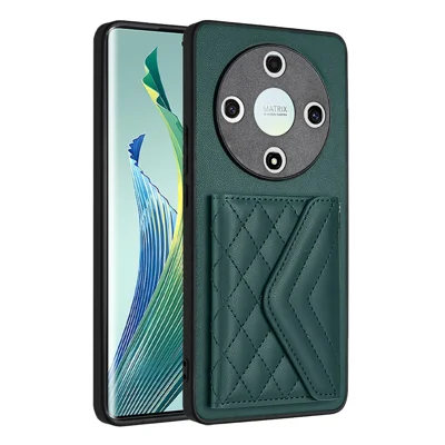YB Leather Coating Series-8 For Honor X9b 5G / Magic6 Lite 5G Kickstand Case RFID Blocking Card Slots Phone Cover - Green