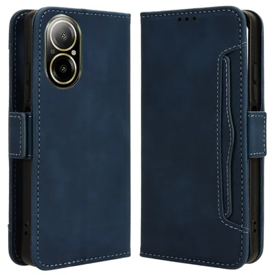 For Realme C67 4G / 12 Lite 4G Case PU Leather Multiple Card Slots Wallet Phone Cover - Blue