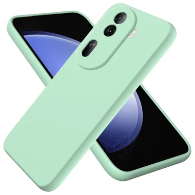 For Oppo Reno11 Pro 5G (Global) Case Liquid Silicone Phone Cover with Anti-Scratch Fiber Lining - Green