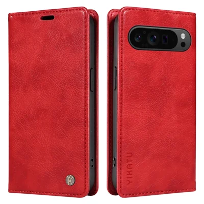 YIKATU YK-006 For Google Pixel 10 Pro XL / 9 Pro XL Case Magnetic Closure Shockproof Flip Phone Cover - Red