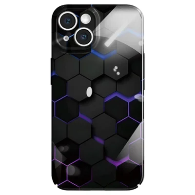 For iPhone 13 mini 5.4 inch Cell Phone Case Scratch-proof PC Honeycomb Pattern Cover - Black