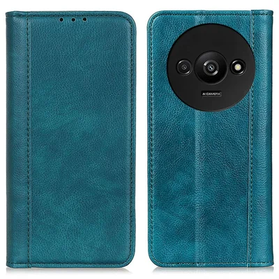 For Xiaomi Redmi A3 / Poco C61 4G Case Split Leather Magnetic Auto Closing Wallet Phone Cover - Green