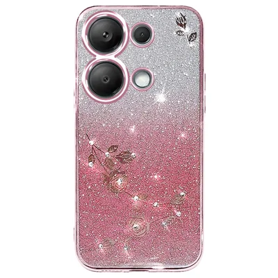 KADEM For Xiaomi Redmi Note 13 5G Cell Phone Cases Flower Design Soft TPU Cover - Rose Gold