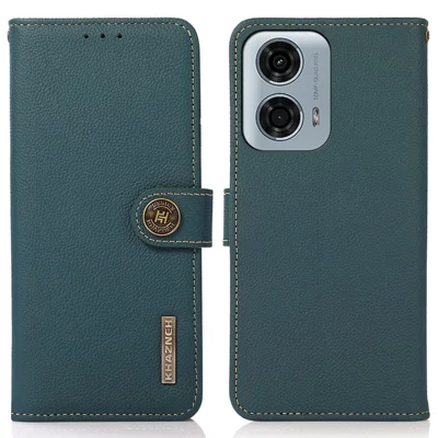 KHAZNEH For Motorola Moto G45 5G / G34 5G Case RFID Blocking Anti-Scratch Stand Phone Cover - Green