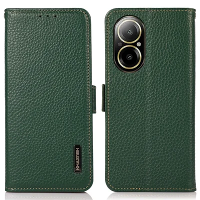 KHAZNEH For Realme C67 4G Case Litchi Texture RFID Blocking Shockproof Phone Cover - Green