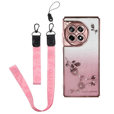 KADEM For OnePlus Ace 3 5G / 12R 5G Case Rhinestone Decor Gradient TPU Phone Cover - Rose Gold